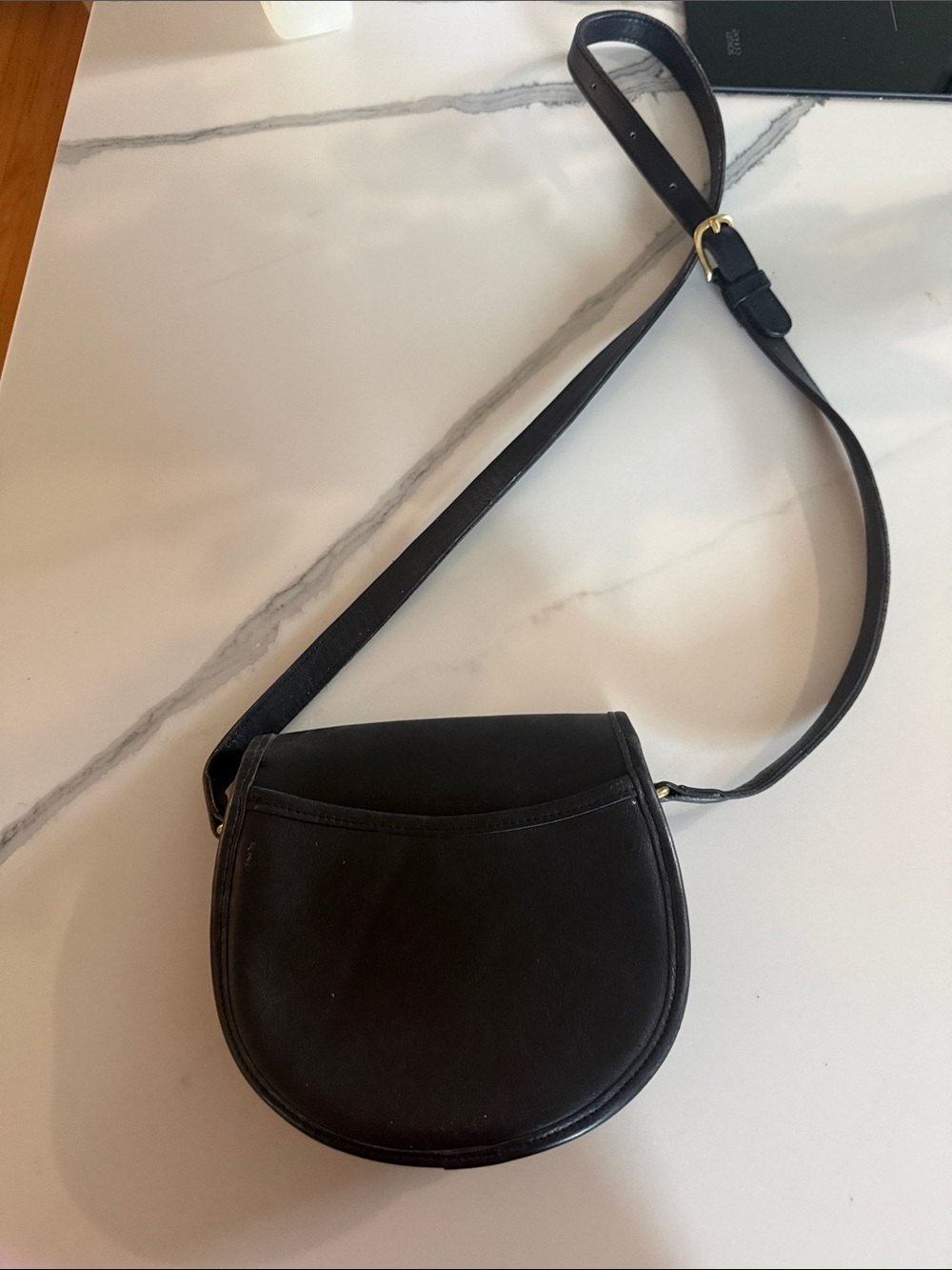 Coach Classic Black Leather Crossbody Saddle Bag